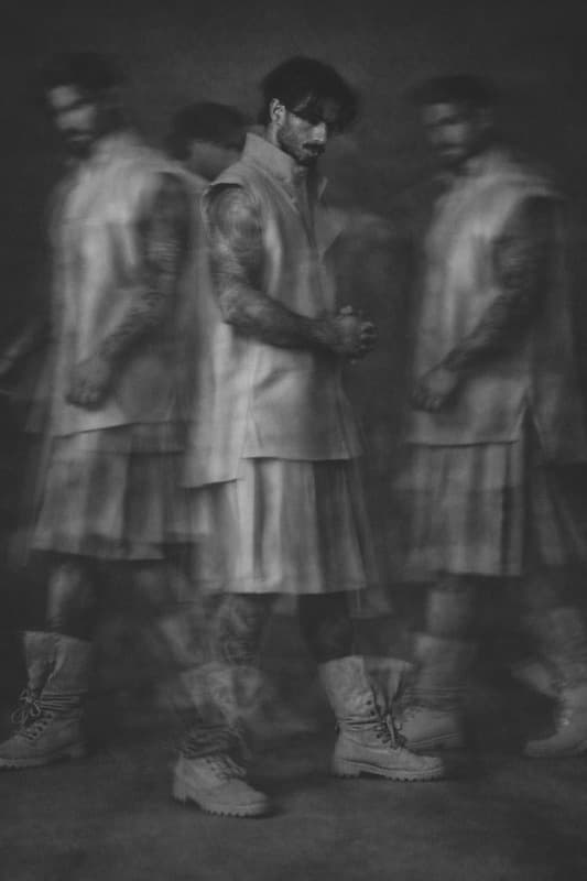 Campaign — long-exposure portrait of a walking figure layered across time